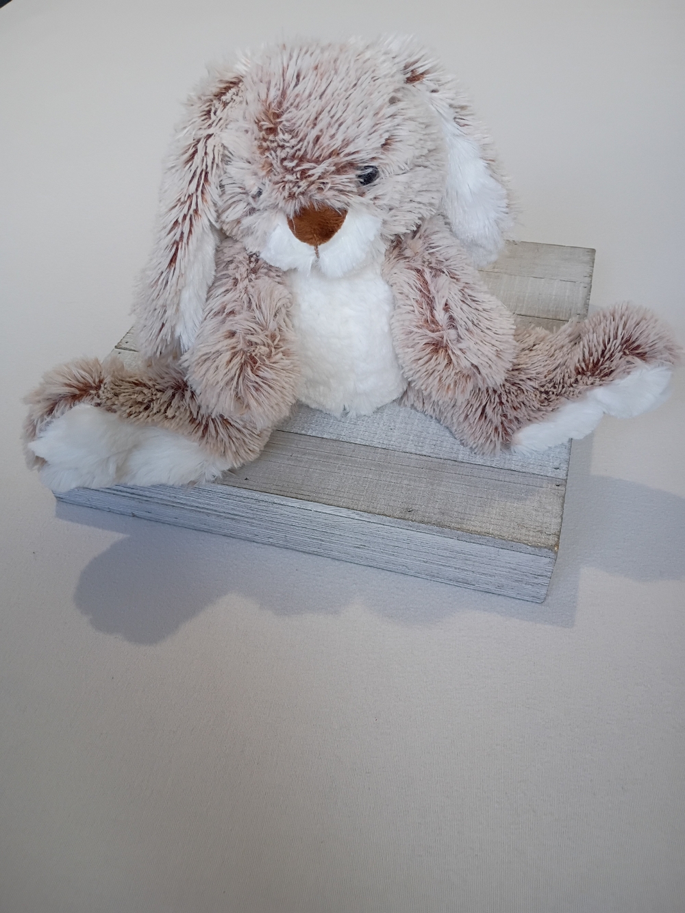 Melissa & Doug Burrow Bunny Plush Weighted Feet Bottom Floppy Ears Cream Brown